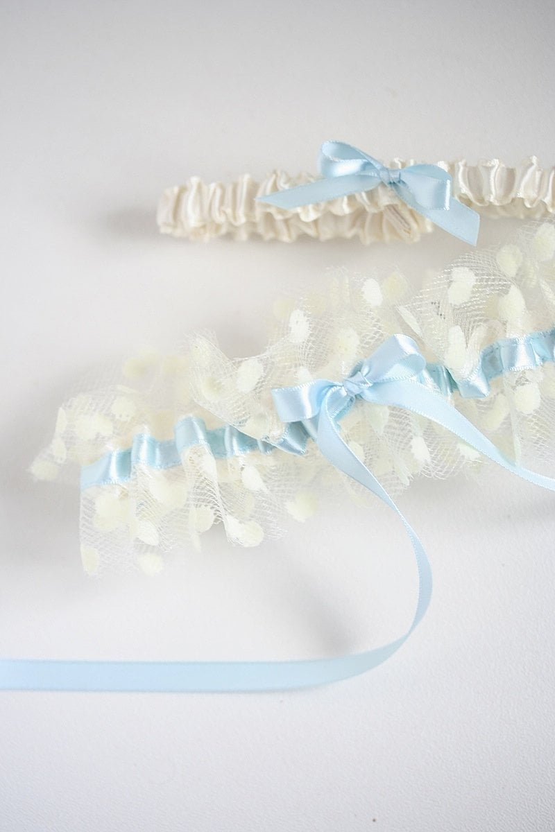Custom Garter Spotlight: Polka Dots and Light Blue