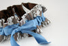 Ivory Lace, Brown and Blue Garter Set