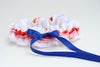 White Lace, Red, Orange and Royal Blue Garter