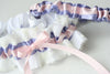 Custom Wedding Garter: Lace Pink, Lavender & Embroidered