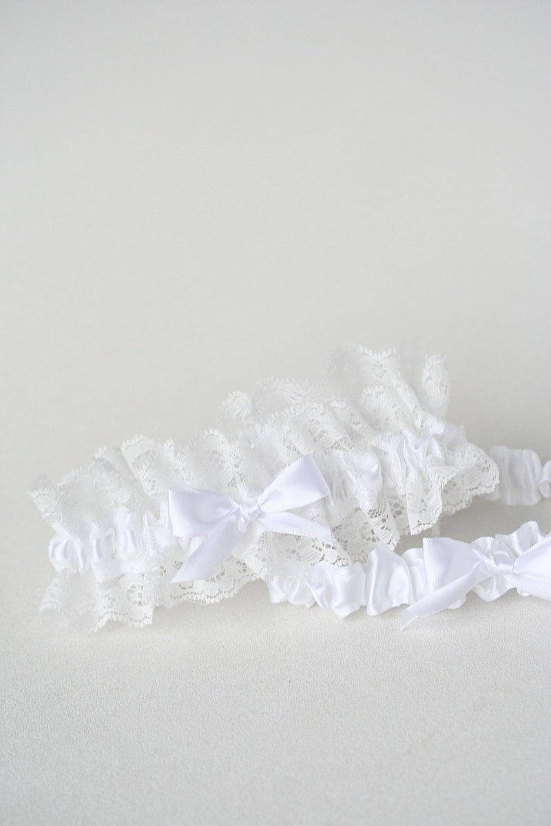 Garter Set: White Satin and Lace