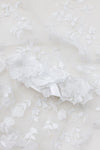 White Satin Custom Bridal Garter With Floral Material From Bride's Wedding Dress by The Garter Girl