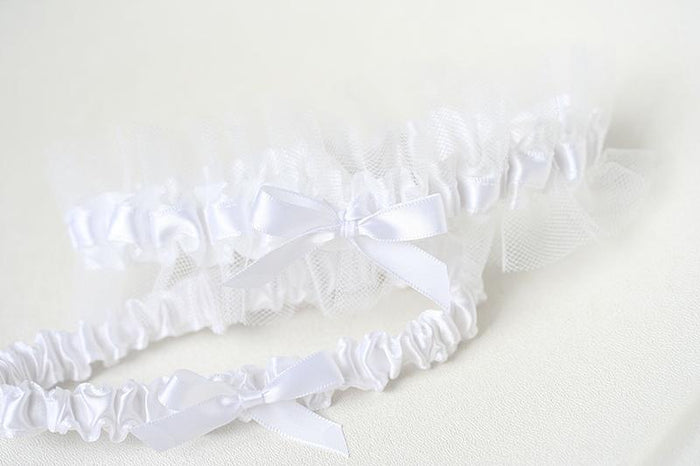 Garter Set: White Tulle & Satin