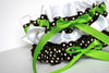 Black and White Polka Dot with Green Garter Set