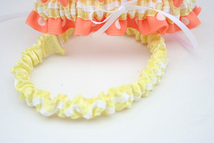 Bright Orange and Yellow Polka Dot Custom Wedding Garter Set