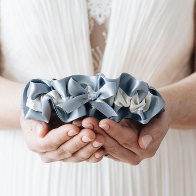 Most Classic Wedding Garter Set | Something Blue Gift For Bride Do Not Add Tossing Garter / Do Not Add Embroidery / Small (14 - 18 inches) Most Classic Wedding Garter Set | Something Blue Gift For Bride Do Not Add Tossing Garter / Do Not Add Embroidery / Small (14 - 18 inches)