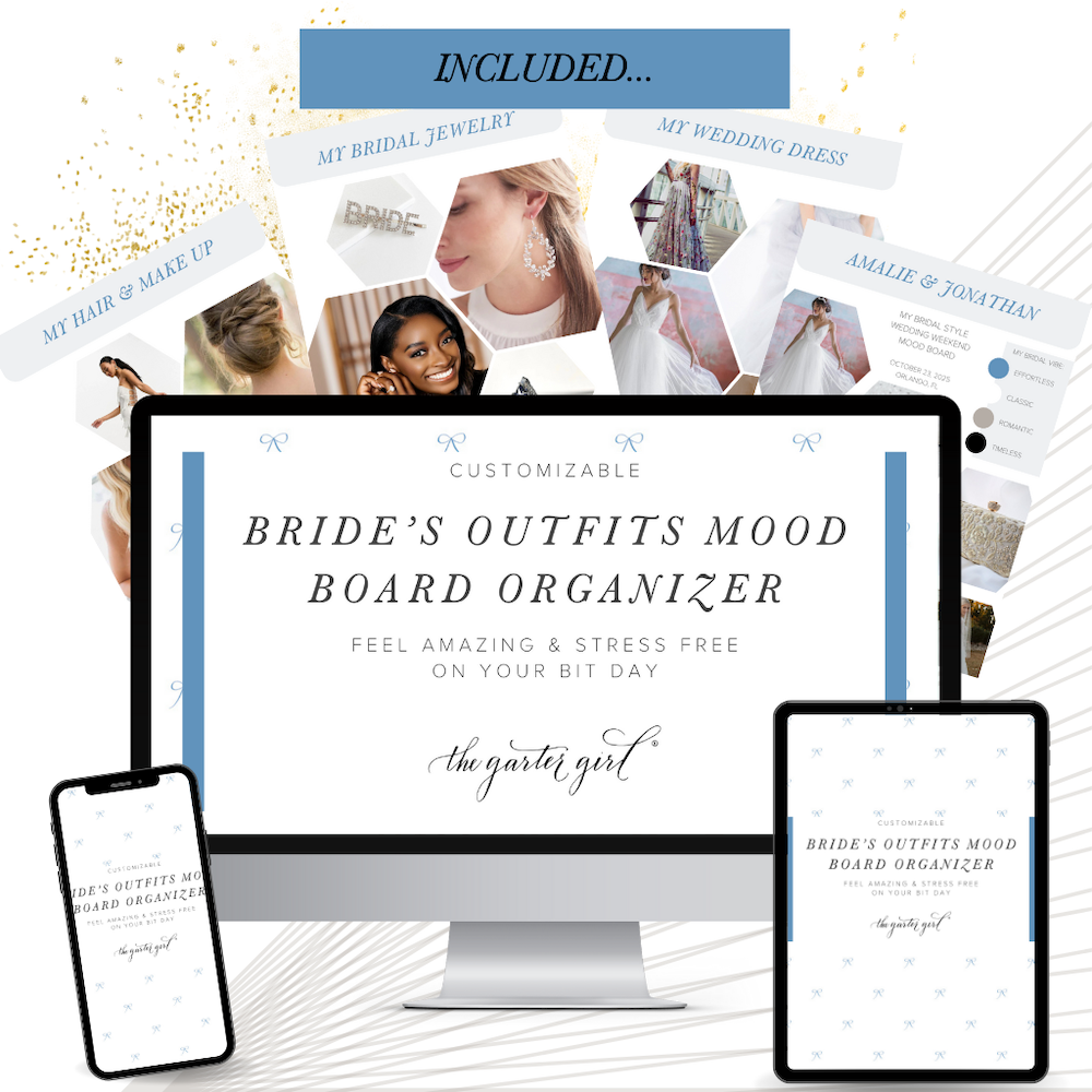 Best Bridal Wedding Dress Organization, Budget & Ordering Kit, Bride Outfit Bundle by expert bridal fashion accessories designer, The Garter Girl