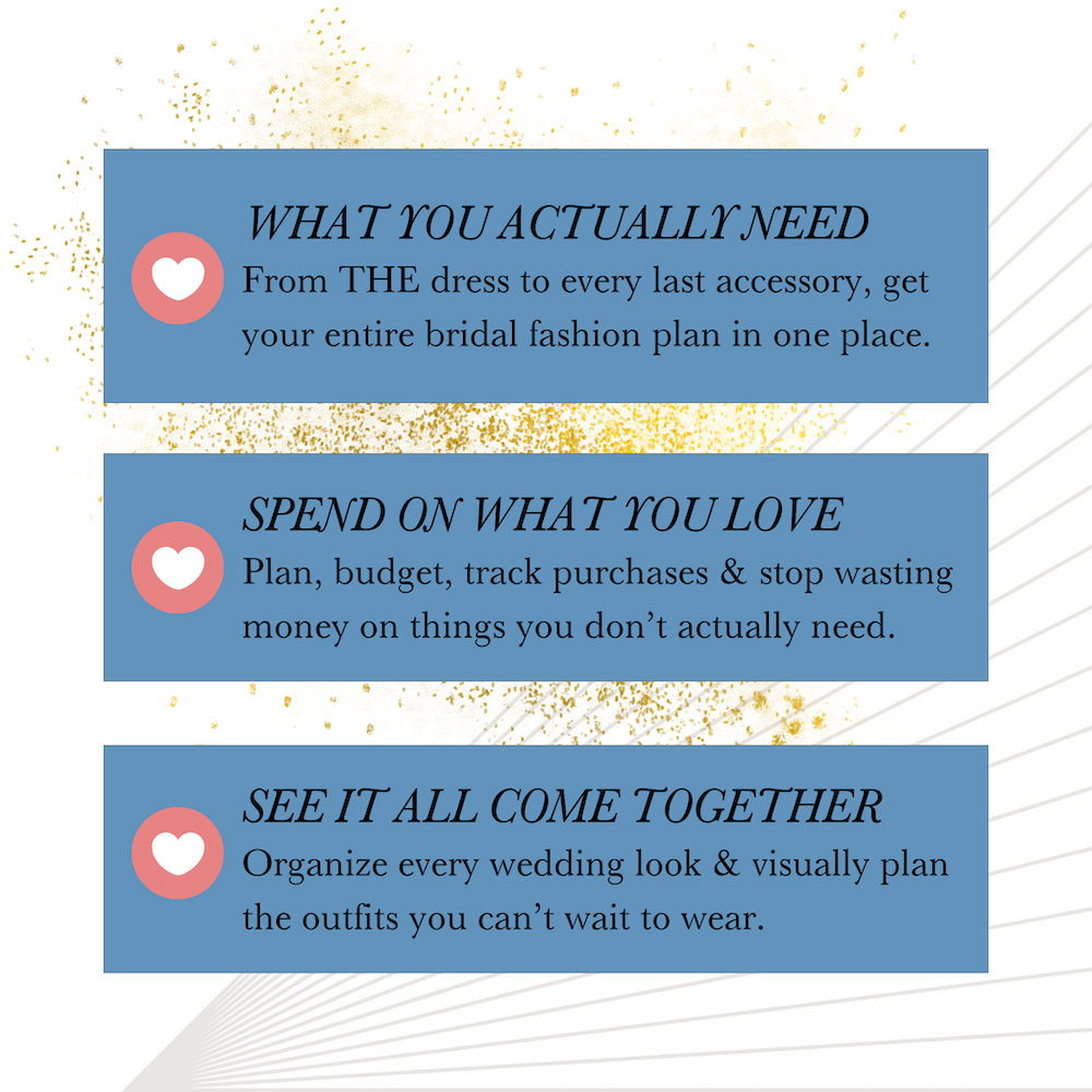 Bridal Fashion Planner & Spreadsheet for Staying on Organized & On Budget for Wedding Dress by The Garter Girl