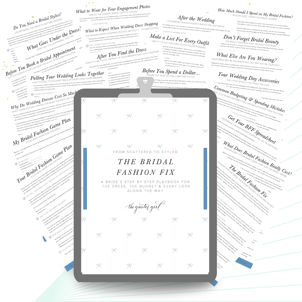 Bridal Fashion Planner & Spreadsheet for Staying on Organized & On Budget for Wedding Dress by The Garter Girl