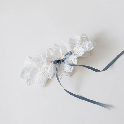 Ready-to-Ship - Luxe Lace & Blue Satin Wedding Garter