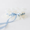 Classic ivory lace wedding garter with something blue satin handmade by The Garter Girl