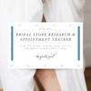 Affordable Bridal Dress Shop Research Organizer, Wedding Dress Appointment Schedule Checklist by expert bridal accessories designer, The Garter Girl