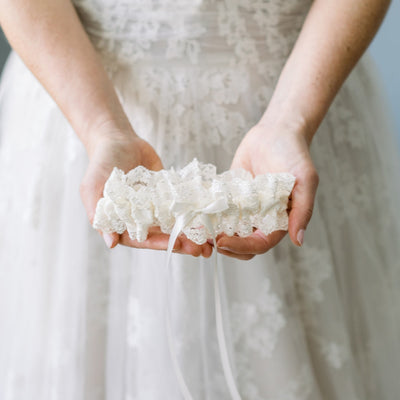 Ivory Satin & Lace Wedding Garter