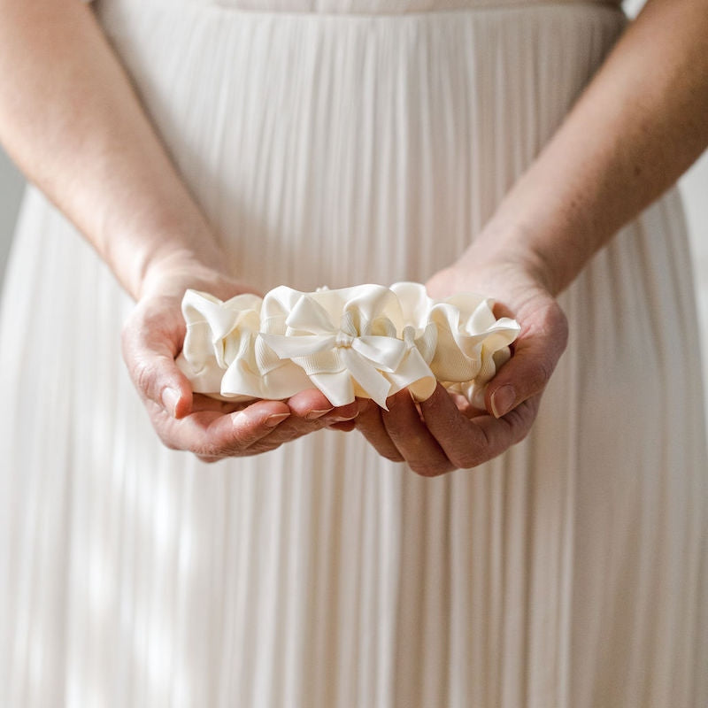 Simple Ivory Satin Wedding Garter
