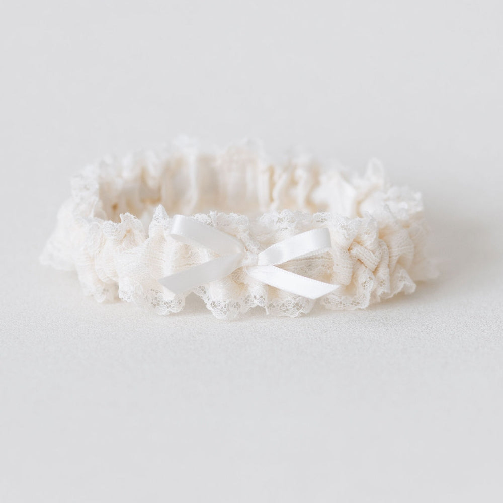 Classic Ivory Lace Wedding Garter handmade by luxury wedding garter designer, The Garter Girl