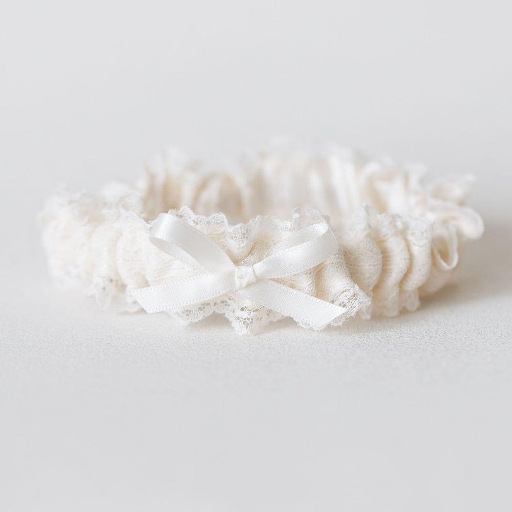 Classic Ivory Lace Wedding Garter handmade by luxury wedding garter designer, The Garter Girl