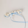 Ivory & Light Blue Satin Garter