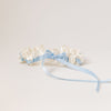 Ivory & Light Blue Satin Garter