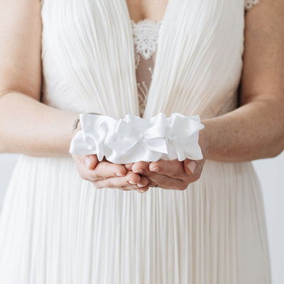 easy bridal shower gift for bride, modern luxury wedding garter heirloom handmade by The Garter Girl