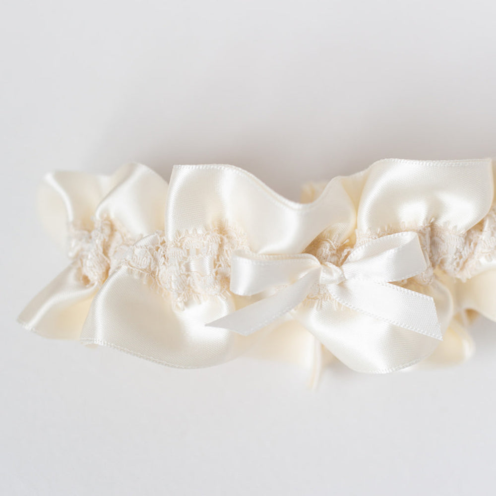 Ivory Satin & Lace Wedding Garter
