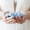 perfect something blue bride gift, light blue and ivory lace wedding garter heirloom handmade by The Garter Girl