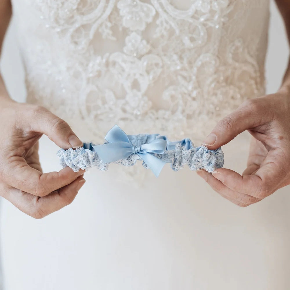 Wedding Garter, Ivory, WITH Royal blue, lilac or online cream