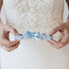 Simple something blue and lace wedding garter