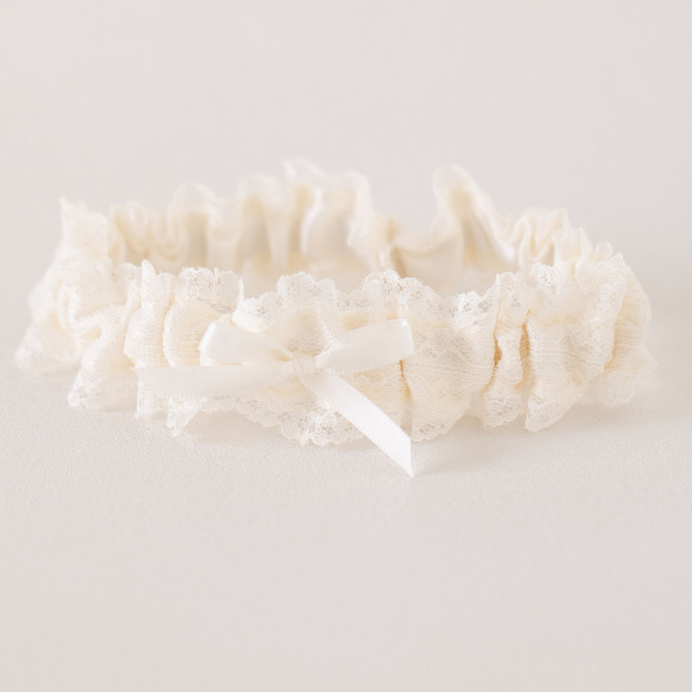 Classic Ivory Lace Wedding Garter handmade by luxury wedding garter designer, The Garter Girl