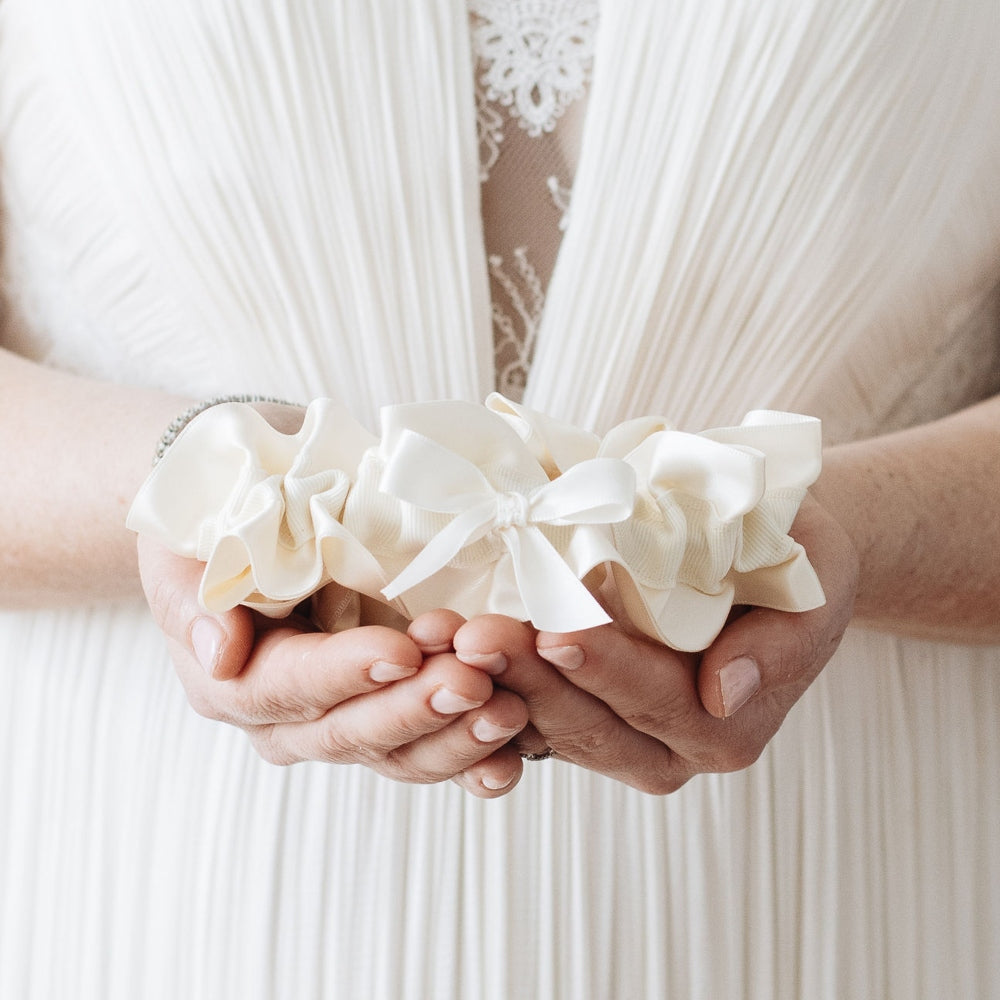easy bridal shower gift for bride, modern luxury wedding garter heirloom handmade by The Garter Girl