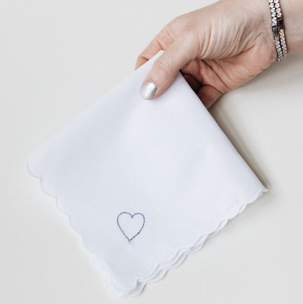 Wedding Handkerchief with Embroidered Heart
