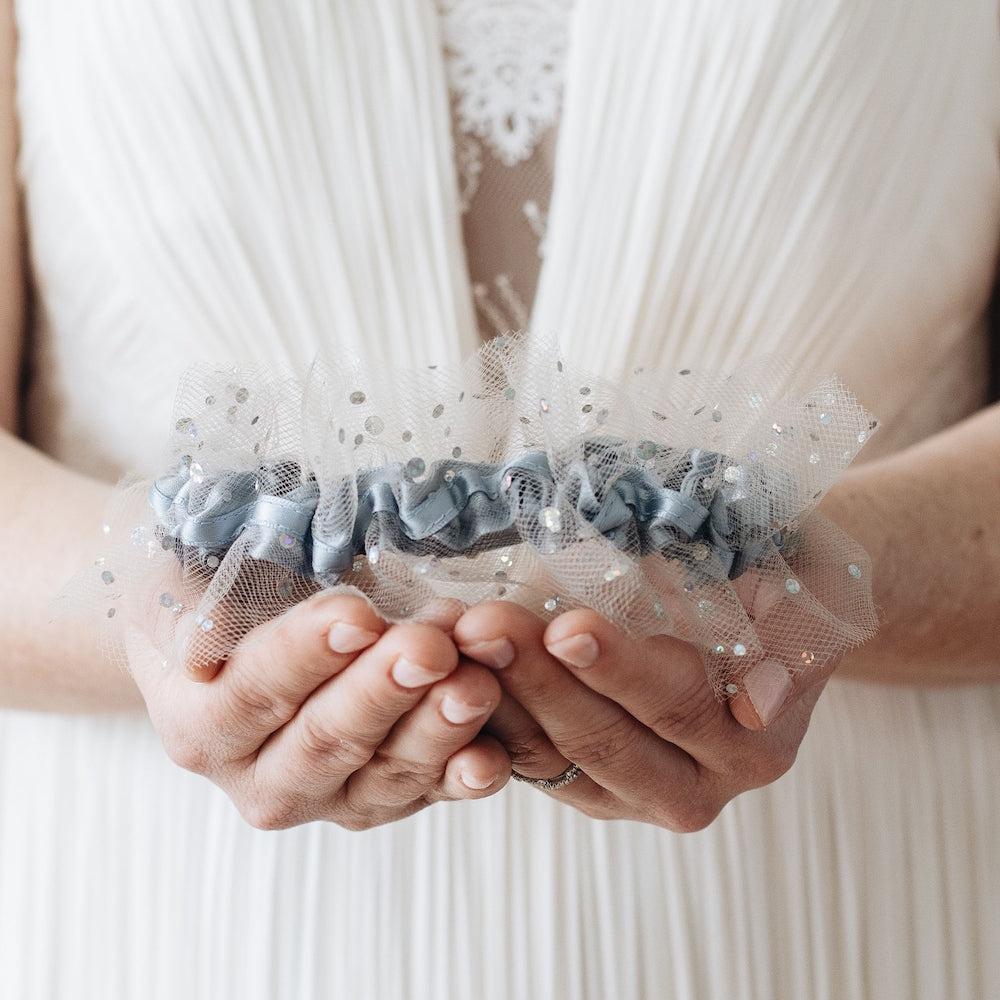 GARGALA Blue Bridal Garter Set - Rhinestone Pearl Wedding Garter Belt For Bride, 'Something Blue' GARGALA Blue Bridal Garter Set - Rhinestone Pearl Wedding Garter Belt For Bride, 'Something Blue'
