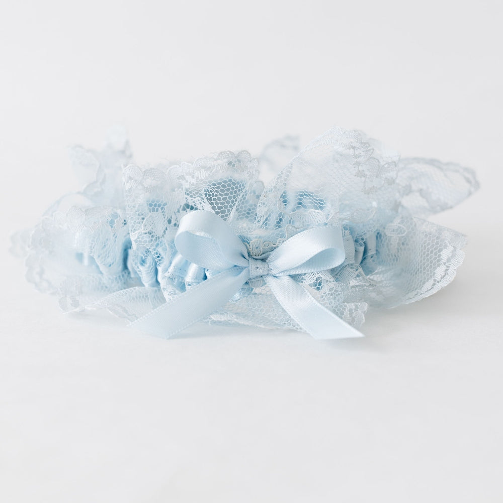 Something Blue Lace and Satin Wedding Garter handmade by The Garter Girl