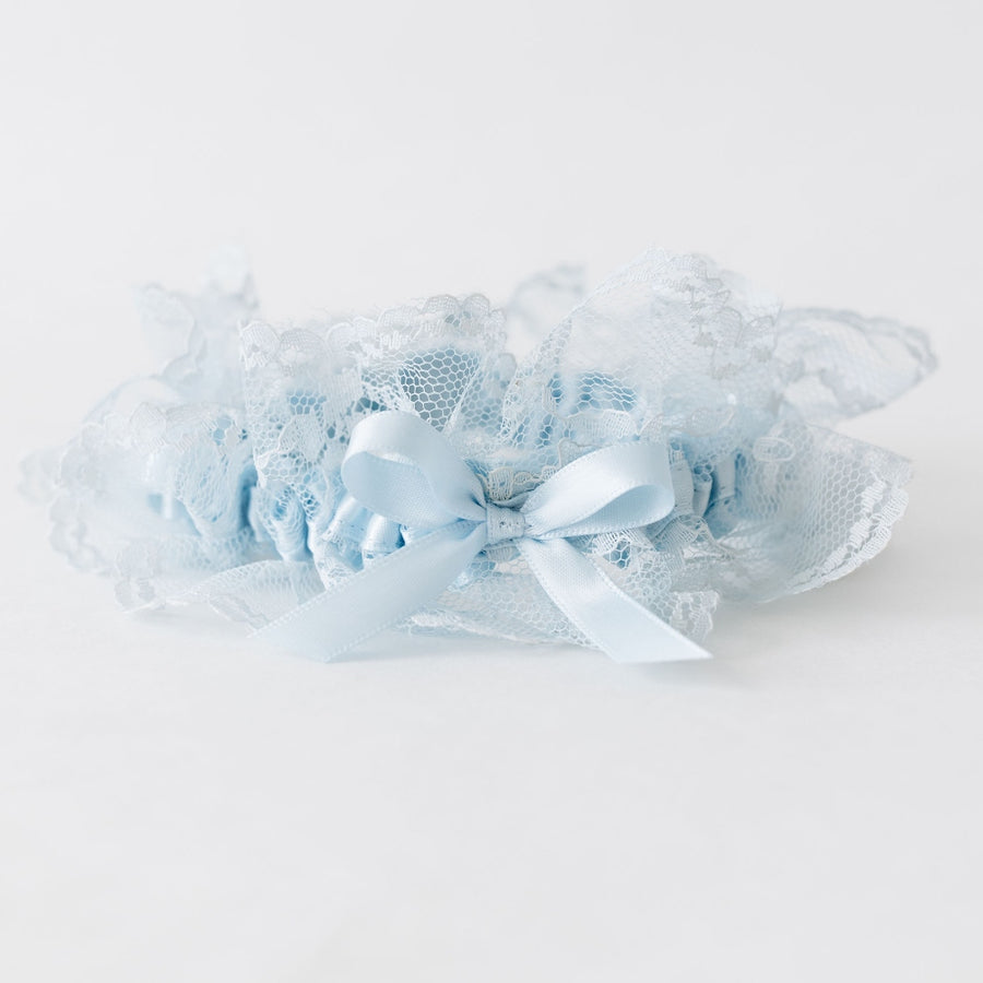 Something Blue Lace and Satin Wedding Garter handmade by The Garter Girl