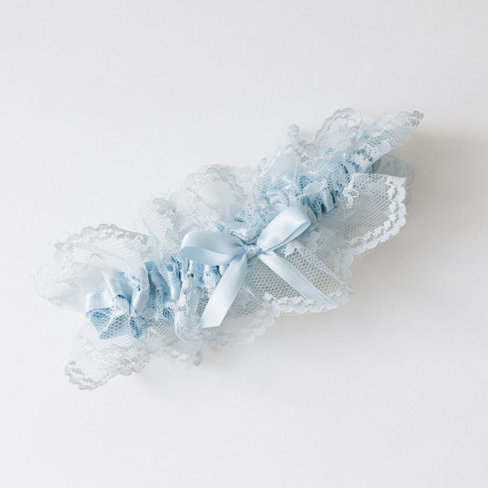 Something Blue Lace and Satin Wedding Garter handmade by The Garter Girl