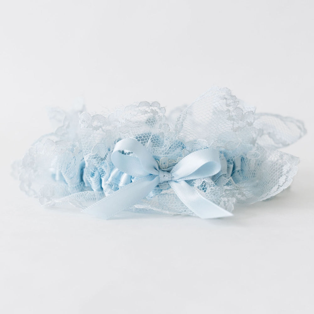 Something Blue Lace and Satin Wedding Garter handmade by The Garter Girl