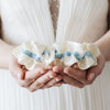 something blue velvet, beaded & ivory lace wedding garter heirloom handmade wedding keepsake by The Garter Girl
