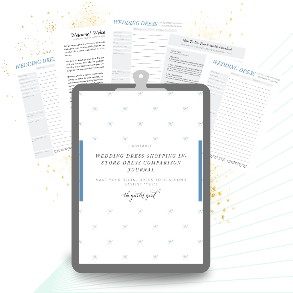 Wedding Dress Bridal Dress Style Organizer Printable