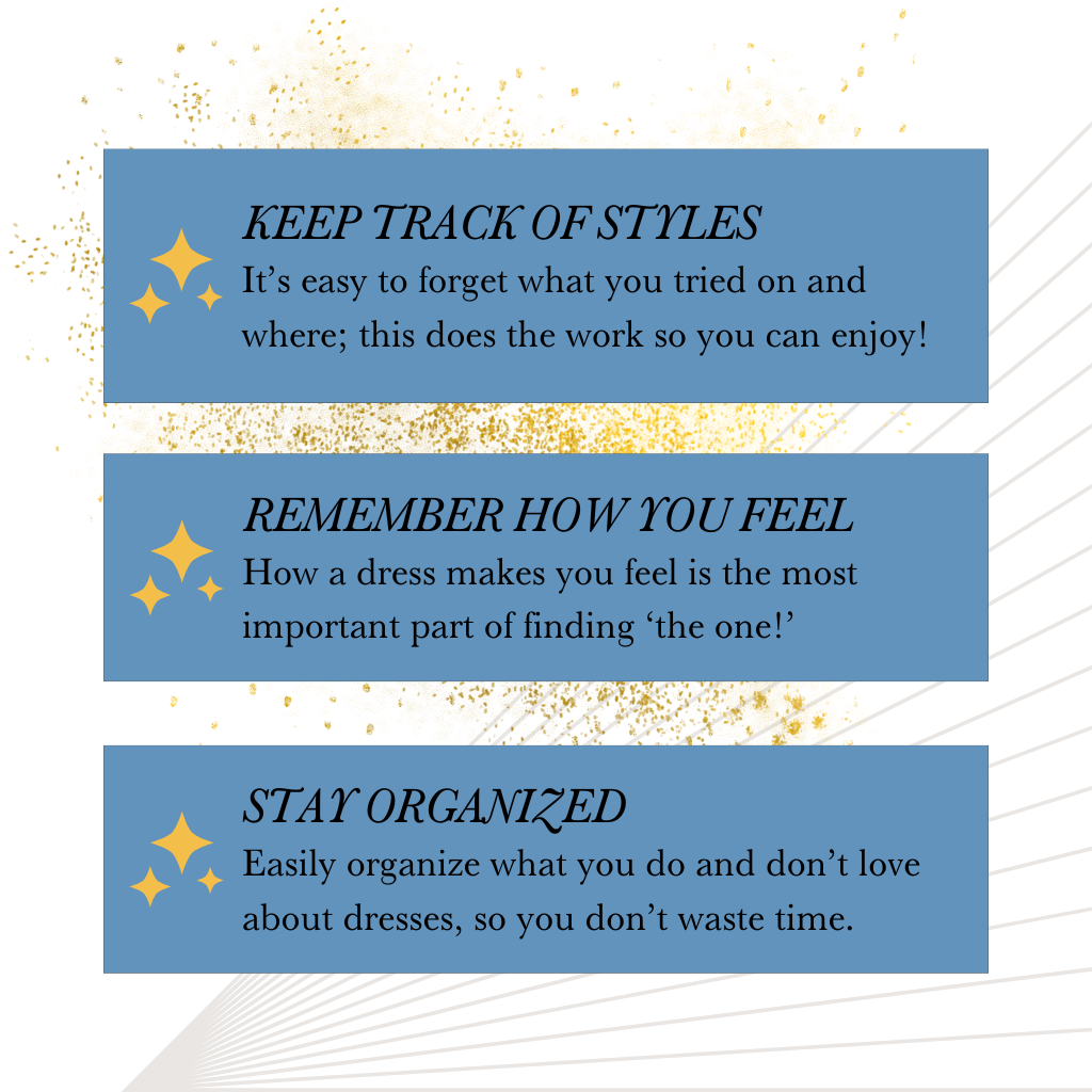 Wedding Dress Bridal Dress Style Organizer Printable