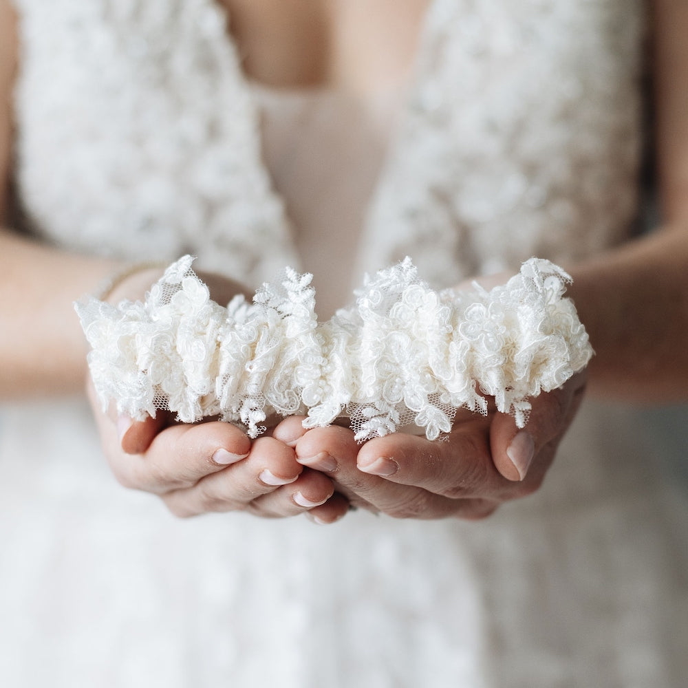 luxurious sparkle beaded crystal wedding garter heirloom handmade by The Garter Girl