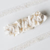 luxurious beaded ivory satin wedding garter heirloom handmade by The Garter Girl