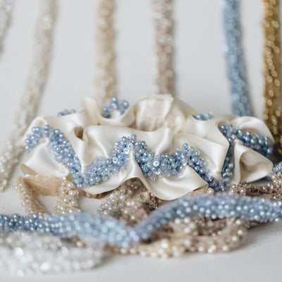 ultimate luxury sparkle wedding garter heirloom handmade by The Garter Girl