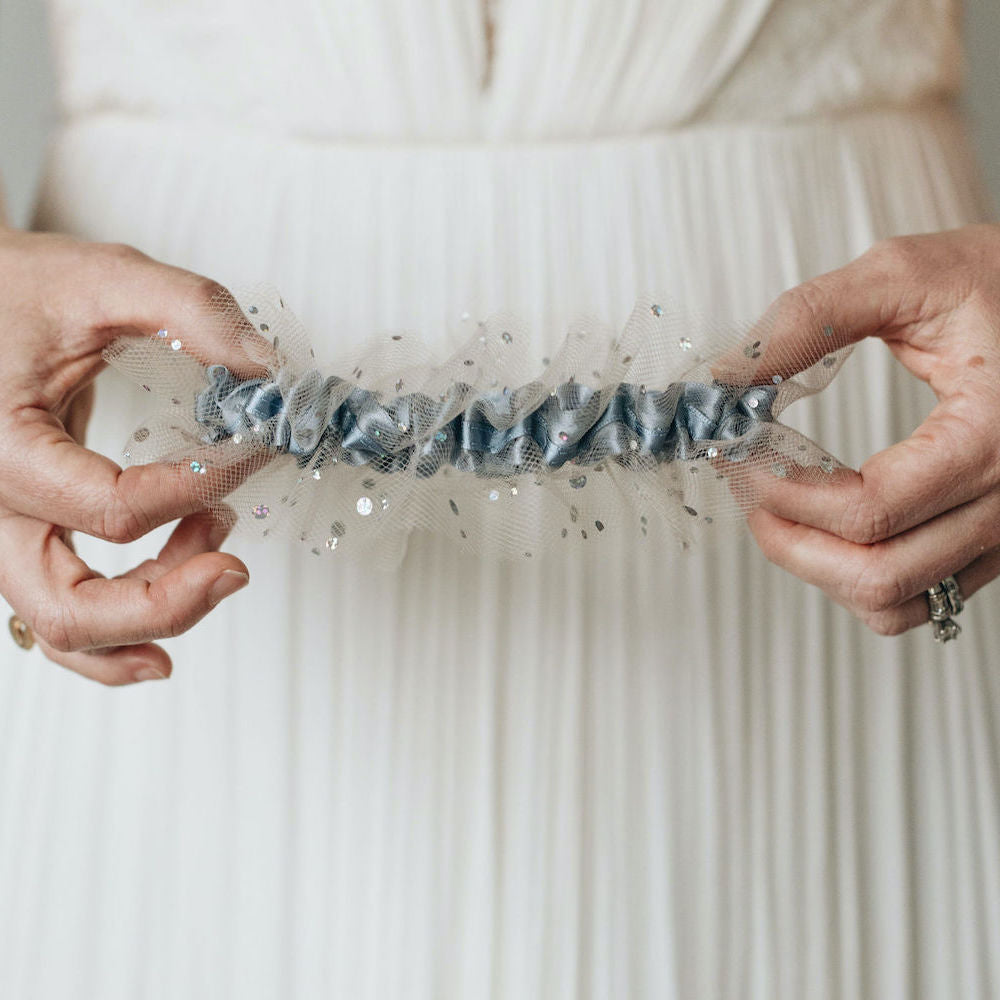 sparkle tulle wedding garter set, elegant bridal accessory, handmade by expert garter designer, The Garter Girl