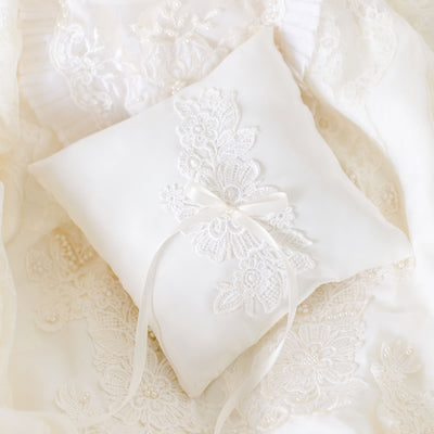 custom wedding ring bearer pillow handmade from your family materials by The Garter Girl