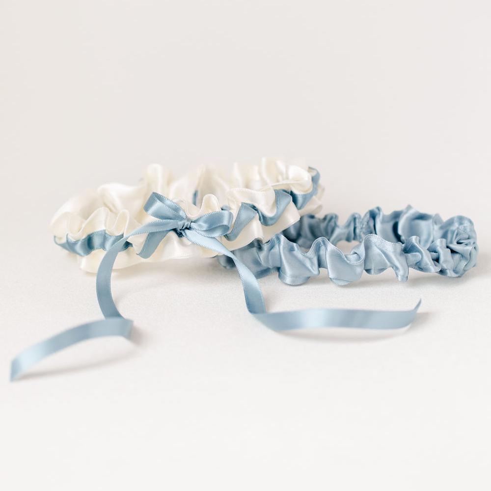 Classic, Basic Wedding Garter Set | Simple Something Blue Garter For Bride Add Matching Tossing Garter (+$32) / Do Not Add Embroidery / Medium (19 - Classic, Basic Wedding Garter Set | Simple Something Blue Garter For Bride Add Matching Tossing Garter (+$32) / Do Not Add Embroidery / Medium (19 -