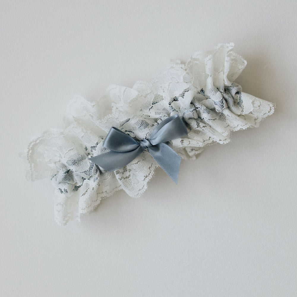 perfect something blue bridal accessory - lace wedding garter set handmade by The Garter Girl