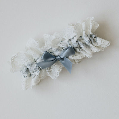 perfect something blue bridal accessory - lace wedding garter set handmade by The Garter Girl