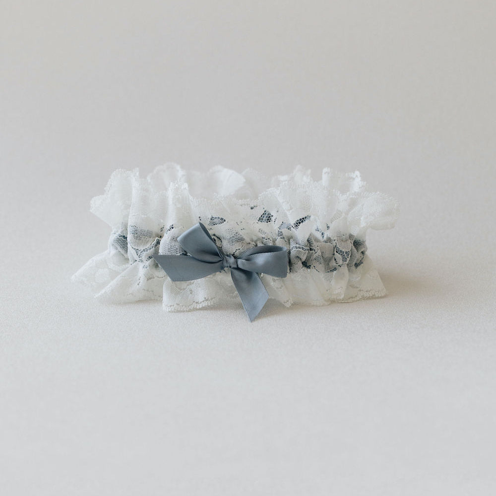 perfect something blue bridal accessory - lace wedding garter set handmade by The Garter Girl