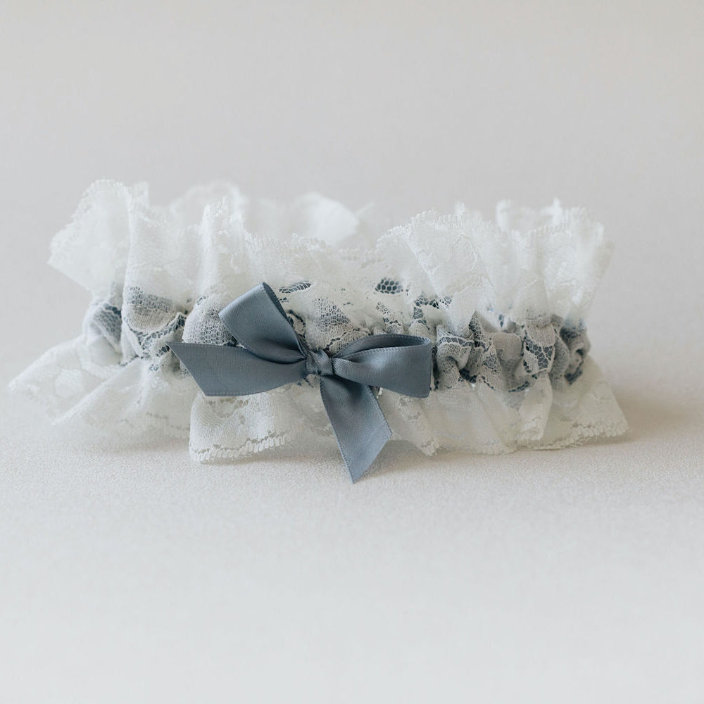 perfect something blue bridal accessory - lace wedding garter set handmade by The Garter Girl