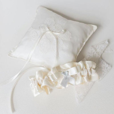 custom wedding ring bearer pillow handmade from bride's mother's wedding dress by The Garter Girl
