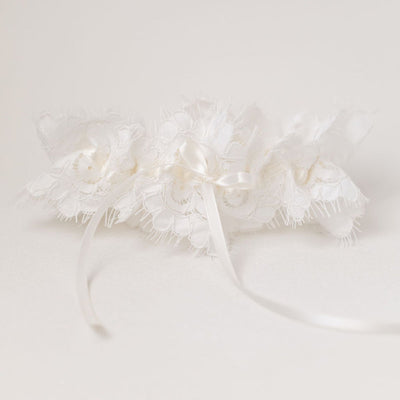 ivory eyelash scallop lace wedding garter heirloom by The Garter Girl